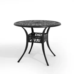 Livingandhome Black Vintage Round Cast Aluminum Garden Bistro Table With Parasol Hole 90 Cm 8 Livingandhome Black Vintage Round Cast Aluminum Garden Bistro Table With Parasol Hole 90 Cm -Flymo Shop livingandhome black vintage round cast aluminum garden bistro table with parasol hole 90 cm0735940233262 03c MP