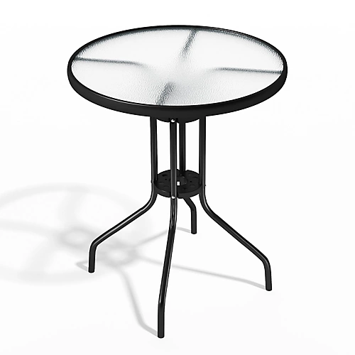 Livingandhome Outdoor Garden Metal Frame Small Round Tempered Glass Coffee Table 600mm Dia 5 Livingandhome Outdoor Garden Metal Frame Small Round Tempered Glass Coffee Table 600mm Dia - Image 3