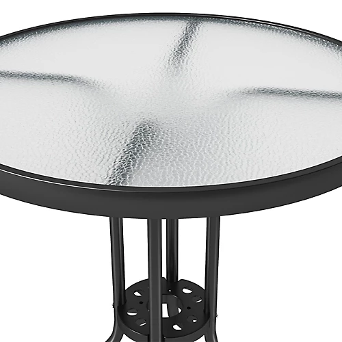 Livingandhome Outdoor Garden Metal Frame Small Round Tempered Glass Coffee Table 600mm Dia 6 Livingandhome Outdoor Garden Metal Frame Small Round Tempered Glass Coffee Table 600mm Dia - Image 4