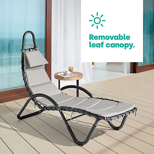 LIVIVO Luxury Soft Padded Sun Lounger With A Canopy - Outdoor Garden Furniture For Patio, Decking & Balcony - Grey 6 LIVIVO Luxury Soft Padded Sun Lounger With A Canopy - Outdoor Garden Furniture For Patio, Decking & Balcony - Grey - Image 4