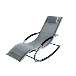Lugano Textilene Rocking Sun Lounger With Pillow - Grey -Flymo Shop lugano textilene rocking sun lounger with pillow grey5059742060525 03c MP