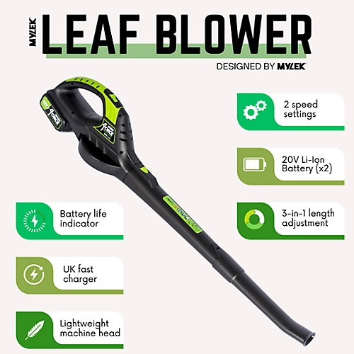 MYLEK Cordless Leaf Blower 20V Li-ion With 2 X 4000mAh Battery & Fast Charger - Two Speed - Battery Indicator LED 4 MYLEK Cordless Leaf Blower 20V Li-ion With 2 X 4000mAh Battery & Fast Charger - Two Speed - Battery Indicator LED - Image 2