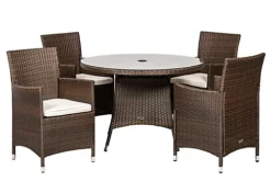 Nevada Brown 4 Seater KD Round Dining Set