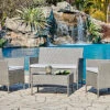 Newport Rattan Garden Furniture Set Conservatory Patio Outdoor Table Chairs Sofa, Dark Grey Plus Cover -Flymo Shop newport rattan garden furniture set conservatory patio outdoor table chairs sofa dark grey plus cover5060678407421 01c MP