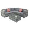 Oseasons Hampton KD Rattan 5 Seat Corner Lounge Set In Grey -Flymo Shop oseasons hampton kd rattan 5 seat corner lounge set in grey5056010148114 01c MP