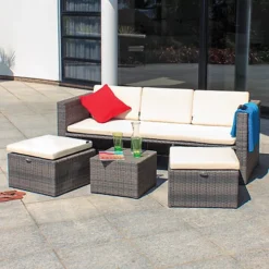 Oseasons Mayson Rattan 5 Seater Lounge Set In Walnut Natural