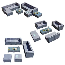 Oseasons Trinidad Deluxe Rattan 8 Seat Modular Sofa Set In Ocean Grey -Flymo Shop oseasons trinidad deluxe rattan 8 seat modular sofa set in ocean grey5056010144031 03c MP