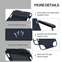 Outsunny 2 In 1 Outdoor Folding Sun Lounger W/ Adjustable Back And Pillow Black -Flymo Shop outsunny 2 in 1 outdoor folding sun lounger w adjustable back and pillow black5056029882566 06c MP