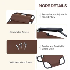 Outsunny 2 In 1 Outdoor Folding Sun Lounger W/ Adjustable Back And Pillow Brown 9 Outsunny 2 In 1 Outdoor Folding Sun Lounger W/ Adjustable Back And Pillow Brown -Flymo Shop outsunny 2 in 1 outdoor folding sun lounger w adjustable back and pillow brown5056029882603 06c MP