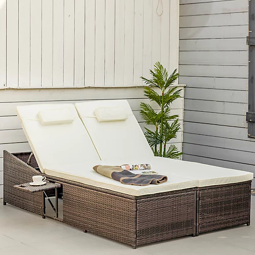 Outsunny 2 Seater Double Rattan Sun Lounger Recliner Day Bed Wicker Weaver Sofa 3 Outsunny 2 Seater Double Rattan Sun Lounger Recliner Day Bed Wicker Weaver Sofa