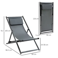 Outsunny 2Pcs Texteline Chaise Lounge Recliner Chair Adjust Lounger Patio Grey -Flymo Shop outsunny 2pcs texteline chaise lounge recliner chair adjust lounger patio grey5056029895566 03c MP