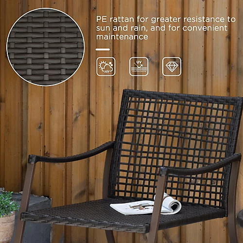 Outsunny 3 Pieces Rocking Chair Bistro Set Furniture Rattan Wicker Brown 6 Outsunny 3 Pieces Rocking Chair Bistro Set Furniture Rattan Wicker Brown - Image 4