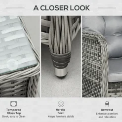 Outsunny 4 PCs Rattan Wicker Sofa Set Outdoor Conservatory Furniture With Cushion -Flymo Shop outsunny 4 pcs rattan wicker sofa set outdoor conservatory furniture with cushion5056399126468 06c MP