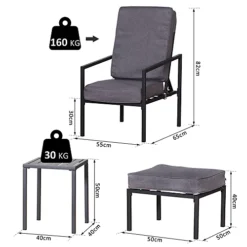 Outsunny 5pcs Garden Recliner Sofa Footstool Coffee Table Set W/ Cushion -Flymo Shop outsunny 5pcs garden recliner sofa footstool coffee table set w cushion5056029889909 03c MP