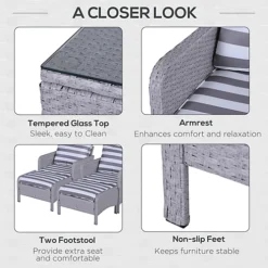 Outsunny 5pcs Outdoor Patio Furniture Set Wicker Conversation Grey -Flymo Shop outsunny 5pcs outdoor patio furniture set wicker conversation grey5056399101786 06c MP