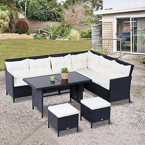 Outsunny 6 Pieces Sofa Set Furniture Rattan Cushion Seat Wicker Black Garden 3 Outsunny 6 Pieces Sofa Set Furniture Rattan Cushion Seat Wicker Black Garden