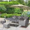 Outsunny 6Pcs Rattan Sofa Set Coffee Table Footstool Outdoor With Cushion Mixed Grey -Flymo Shop outsunny 6pcs rattan sofa set coffee table footstool outdoor with cushion mixed grey5056399103803 01c MP