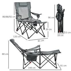 Outsunny Foldable Reclining Garden Chairs With Footrest And Adjustable Backrest, Portable Camping Chair With Headrest -Flymo Shop outsunny foldable reclining garden chairs with footrest and adjustable backrest portable camping chair with headrest5056602947835 03c MP