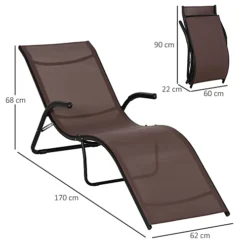 Outsunny Folding Lounge Chair, Outdoor Chaise For Beach, Poolside, Brown -Flymo Shop outsunny folding lounge chair outdoor chaise for beach poolside brown5056534557720 03c MP
