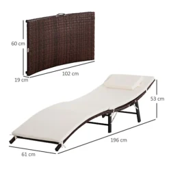 Outsunny Folding Rattan Sun Lounger Outdoor Chair Garden Furniture -Flymo Shop outsunny folding rattan sun lounger outdoor chair garden furniture5056029824375 03c MP