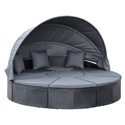 Outsunny Garden Daybed Cushioned Round Sofa Bed Conversation Furnitur Set -Flymo Shop outsunny garden daybed cushioned round sofa bed conversation furnitur set5056534578671 02c MP