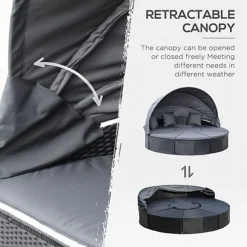 Outsunny Garden Daybed Cushioned Round Sofa Bed Conversation Furnitur Set -Flymo Shop outsunny garden daybed cushioned round sofa bed conversation furnitur set5056534578671 06c MP