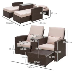 Outsunny Garden Double Rattan Sun Lounger Sofa Recliner Wicker Patio Brown 8 Outsunny Garden Double Rattan Sun Lounger Sofa Recliner Wicker Patio Brown -Flymo Shop outsunny garden double rattan sun lounger sofa recliner wicker patio brown5055974801424 03c MP