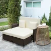 Outsunny Garden Rattan Furniture Set 2 Seater Patio Sun Lounger Daybed Brown -Flymo Shop outsunny garden rattan furniture set 2 seater patio sun lounger daybed brown5060348506386 01c MP