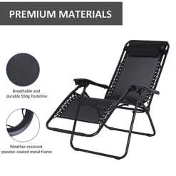 Outsunny Metal Frame Zero Gravity Lounger W/ Head Pillow For Patio Decking Black -Flymo Shop outsunny metal frame zero gravity lounger w head pillow for patio decking black5056029827130 06c MP