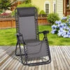 Outsunny Metal Frame Zero Gravity Lounger W/ Head Pillow For Patio Decking Grey 1 Outsunny Metal Frame Zero Gravity Lounger W/ Head Pillow For Patio Decking Grey -Flymo Shop outsunny metal frame zero gravity lounger w head pillow for patio decking grey5056534535711 01c MP