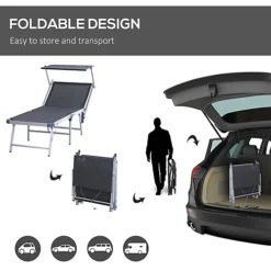 Outsunny Outdoor Lounger Fold 180 Degrees Reclining Chair With Adjustable Canopy Grey -Flymo Shop outsunny outdoor lounger fold 180 degrees reclining chair with adjustable canopy grey5056399104046 06c MP