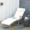 Outsunny Outdoor Patio Sun Lounger Garden Texteline Foldable Reclining Chair Pillow Adjustable Recliner With Cushion - Cream White -Flymo Shop outsunny outdoor patio sun lounger garden texteline foldable reclining chair pillow adjustable recliner with cushion cream white5056602962425 01c MP