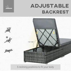 Outsunny Patio Rattan Chaise Lounge Garden Pool Wicker Sun Lounger Adjustable Mixed Grey -Flymo Shop outsunny patio rattan chaise lounge garden pool wicker sun lounger adjustable mixed grey5056029883204 06c MP