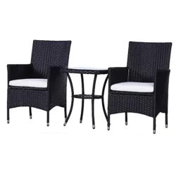 Outsunny Rattan Bistro Set Garden Chair Table Patio Outdoor Cushion Conservatory Black -Flymo Shop outsunny rattan bistro set garden chair table patio outdoor cushion conservatory black5055974822085 02c MP