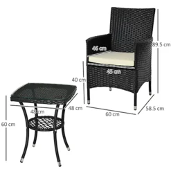Outsunny Rattan Bistro Set Garden Chair Table Patio Outdoor Cushion Conservatory Black -Flymo Shop outsunny rattan bistro set garden chair table patio outdoor cushion conservatory black5055974822085 03c MP