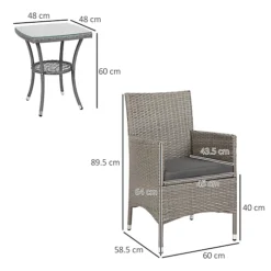 Outsunny Rattan Bistro Set Garden Chair Table Patio Outdoor Cushion Conservatory Light Grey -Flymo Shop outsunny rattan bistro set garden chair table patio outdoor cushion conservatory light grey5055974873278 03c MP