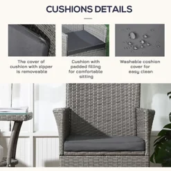 Outsunny Rattan Bistro Set Garden Chair Table Patio Outdoor Cushion Conservatory Light Grey -Flymo Shop outsunny rattan bistro set garden chair table patio outdoor cushion conservatory light grey5055974873278 06c MP