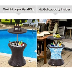 Outsunny Rattan Ice Bucket Activity Bar Cooler Table Brown Outdoor Patio -Flymo Shop outsunny rattan ice bucket activity bar cooler table brown outdoor patio5055974880276 06c MP