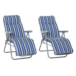 Front Page -Flymo Shop outsunny set of 2 adjustable sun lounger recliner reclining seat blue and white5056399122415 02c MP