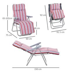 Outsunny Set Of 2 Adjustable Sun Lounger Recliner Reclining Seat Red And White -Flymo Shop outsunny set of 2 adjustable sun lounger recliner reclining seat red and white5056399122408 03c MP