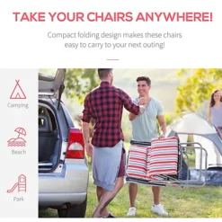 Outsunny Set Of 2 Adjustable Sun Lounger Recliner Reclining Seat Red And White -Flymo Shop outsunny set of 2 adjustable sun lounger recliner reclining seat red and white5056399122408 06c MP