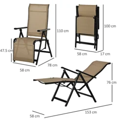 Outsunny Set Of 2 Outdoor Sun Recliner Loungers With Adjustable Footrest, Beige -Flymo Shop outsunny set of 2 outdoor sun recliner loungers with adjustable footrest beige5056534537487 03c MP