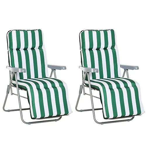 Outsunny Set Of 2 Sun Lounger Reclining Chairs Garden Relaxer Recliner Cushioned 4 Outsunny Set Of 2 Sun Lounger Reclining Chairs Garden Relaxer Recliner Cushioned - Image 2