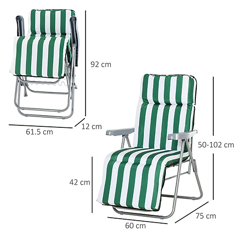 Outsunny Set Of 2 Sun Lounger Reclining Chairs Garden Relaxer Recliner Cushioned 5 Outsunny Set Of 2 Sun Lounger Reclining Chairs Garden Relaxer Recliner Cushioned - Image 3