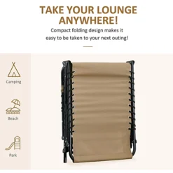 Outsunny Sun Lounger, Folding Camping Bed 5-position Adjustable Beige -Flymo Shop outsunny sun lounger folding camping bed 5 position adjustable beige5056534557065 06c MP
