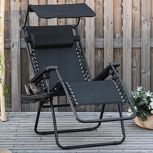Outsunny Zero Gravity Chair Adjustable Patio Lounge Reclining Seat Black 3 Outsunny Zero Gravity Chair Adjustable Patio Lounge Reclining Seat Black