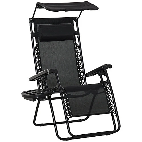 Outsunny Zero Gravity Chair Adjustable Patio Lounge Reclining Seat Black 4 Outsunny Zero Gravity Chair Adjustable Patio Lounge Reclining Seat Black - Image 2