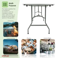 Oypla 5ft 1.5m Folding Heavy Duty Catering Trestle Party Garden Table -Flymo Shop oypla 5ft 1 5m folding heavy duty catering trestle party garden table5060544758893 04c MP