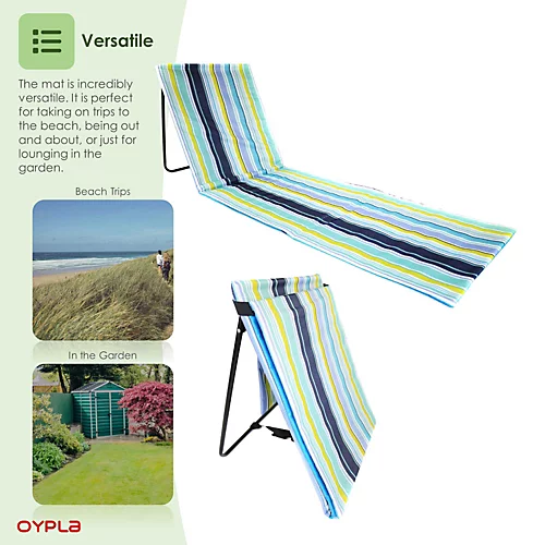 Oypla Portable Beach Mat Folding Chair Sun Lounger Outdoor Camping 6 Oypla Portable Beach Mat Folding Chair Sun Lounger Outdoor Camping - Image 4
