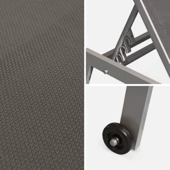Pair Of Multi-position Aluminium Sun Loungers With Wheels - Elsa - Anthracite Frame Grey Textilene Fabric -Flymo Shop pair of multi position aluminium sun loungers with wheels elsa anthracite frame grey textilene fabric3760247267464 03c MP